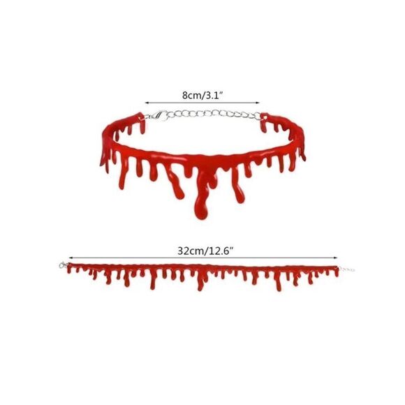 🩸 Halloween Vampire Costume Cosplay Dripping Blood Choker Necklace NEW - Picture 4 of 13